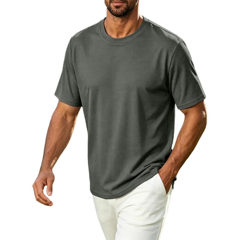 Men's Casual Crew Neck T-Shirt Breathable Quick Dry Short Sleeve Athletic Top Lightweight Comfortable Fit