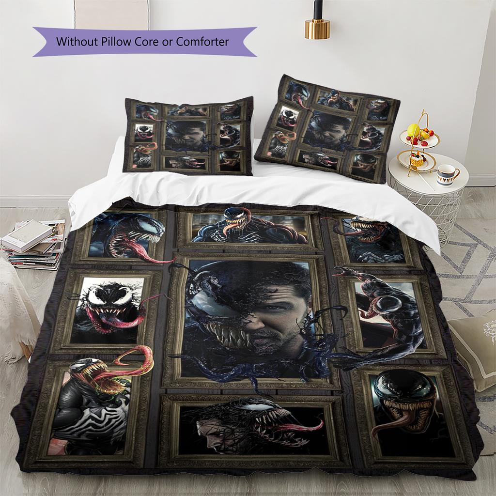 Movie Puzzle Pattern Bedding Quilt Set Quilt Cover Pillowcase Home Decoration Gift (1 * duvet cover + 2 * pillowcase, without core)