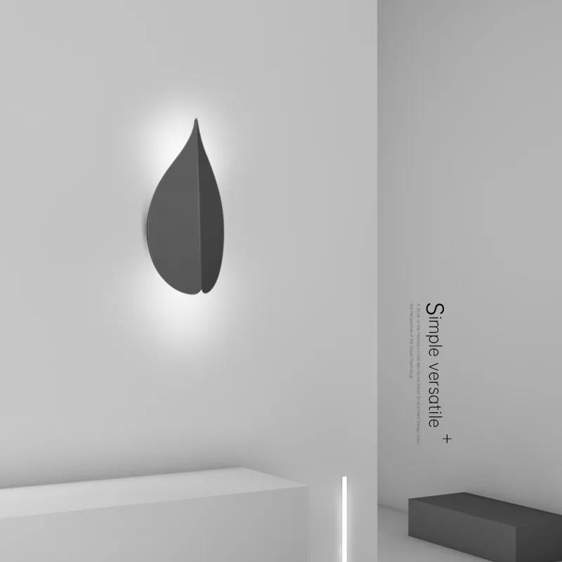 Modern Minimalist Nordic Leaf LED Wall Lamp for Background Bedside Staircase Living Room Decorative Indoor Lighting Fixtures