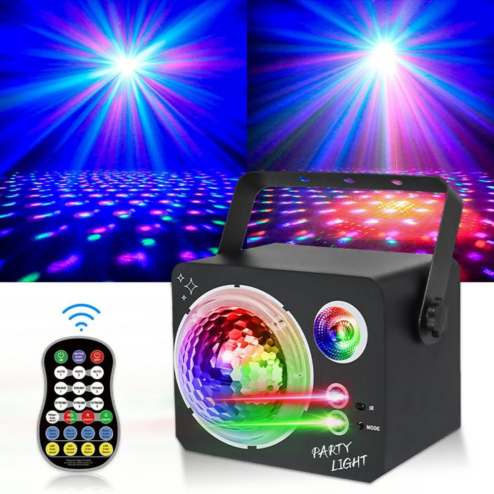 

Rotating Magic Ball Laser Light RGB LED Strobe Sound Activated Projector Lamp for Bar/KTV/Disco A
