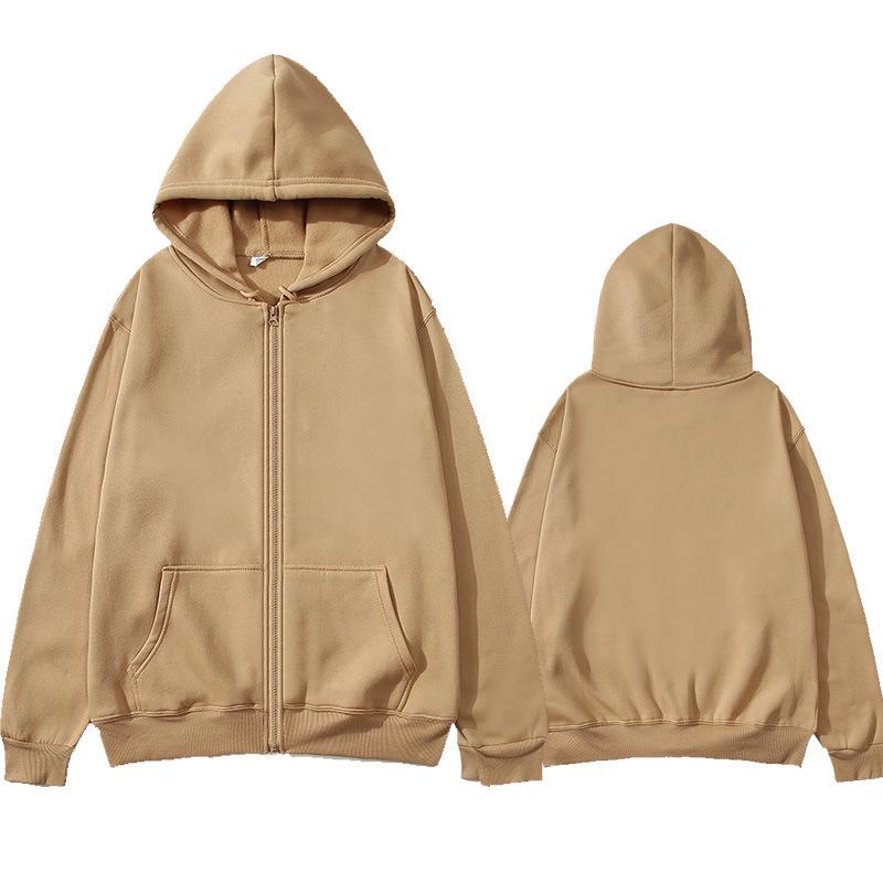 

Unisex Solid Color Hooded Zip-Up Sweatshirt for Autumn & Winter L верблюд