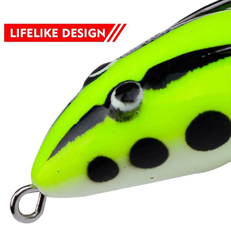 Topwater Frog Lures Lifelike Silicone Bass Bait Kit Floating Frog Lures for Fishing Pike Snakehead Salmon Trout & Catfish