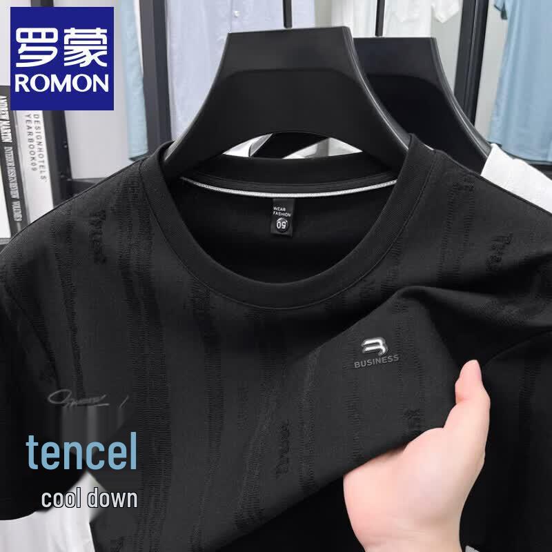 Romensi Men s Lyocell Ice Silk Short Sleeve T-Shirt L