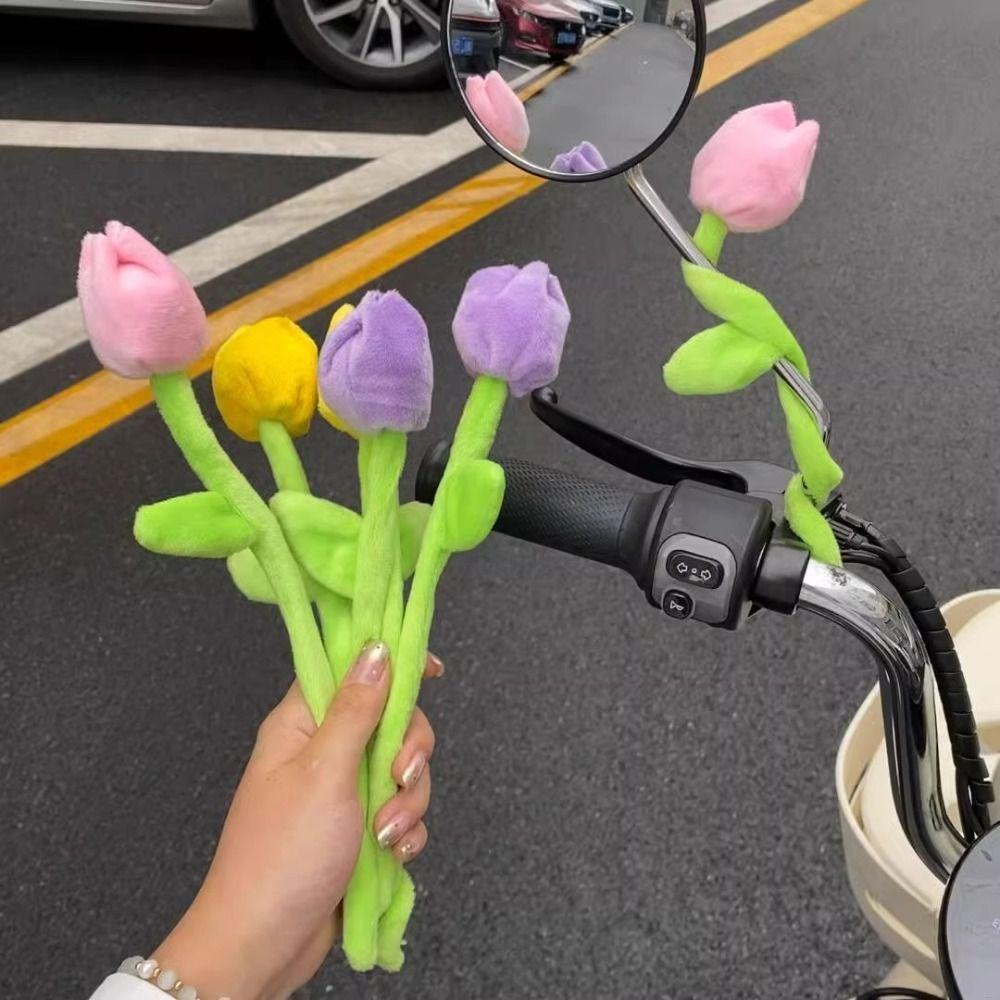 Tulip Motorcycle Ornaments Twisting Flower Electric Vehical Ornaments  Motobike