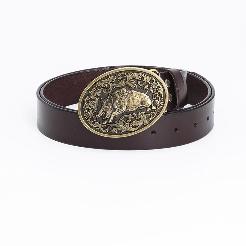 Men's Retro Cowhide Belt with Smooth Buckle - Korean Style, Trendy and Simple Wide Waistband.