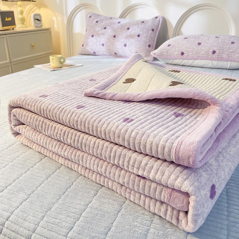 Zimní silný mléčný sametový přehoz na postel, tatami rohož s bavlněným kang přehozem, protiskluzová matrace, hřejivé prostěradlo z korálového sametu