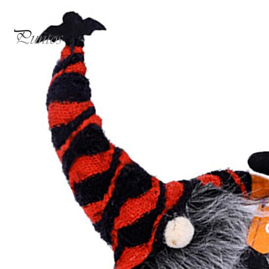 Striped Knitted Gnomes Halloween Plush Gnome Decoration, Spooky Boo Swedish Tomte Elf Figurine, Faceless Scandinavian Dwarf Ornament for Home