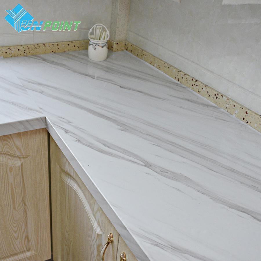 PVC Self-Adhesive Marble Wallpaper Kitchen Tile Stove Waterproof Oilproof Stickers Furniture Desktop Countertop Protective Film