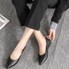 Women's Black Pointed-Toe Work Shoes - Soft Leather Shallow Mouth, Flat Soft-Soled, Comfortable for Interview/Flight Attendant, XCY36-357