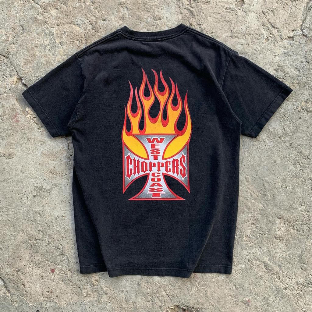 Letní bavlněné streetwearové tričko s krátkým rukávem s potiskem značky Tide West Coast Choppers, retro highstreetové oblečení, ležérní volný top