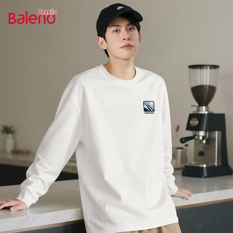Baleno Men's Heavyweight Cotton Relaxed Fit Long-Sleeve T-Shirt
