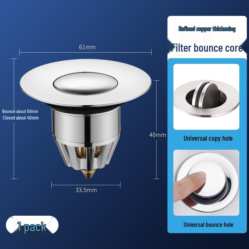 Copper Pop-up Basin Stopper & Anti-Clog Drain Filter