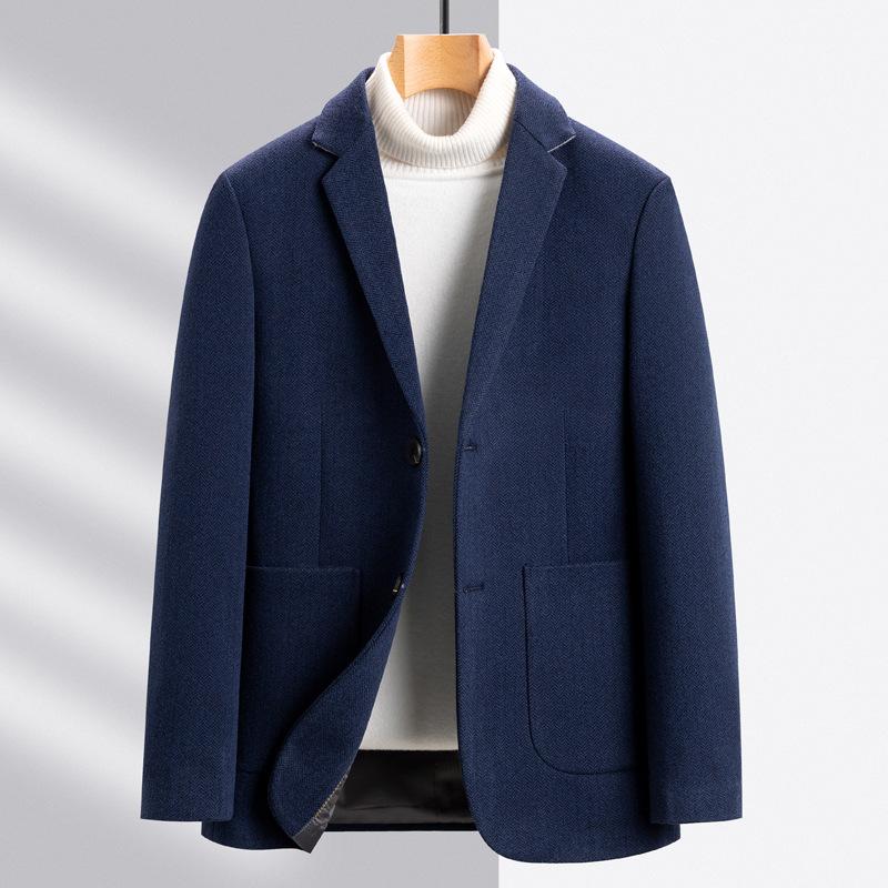 Woolen Blazer Jacket Men's Spring Autumn Casual Suit Fashion Men's Woolen Blazer Coat
