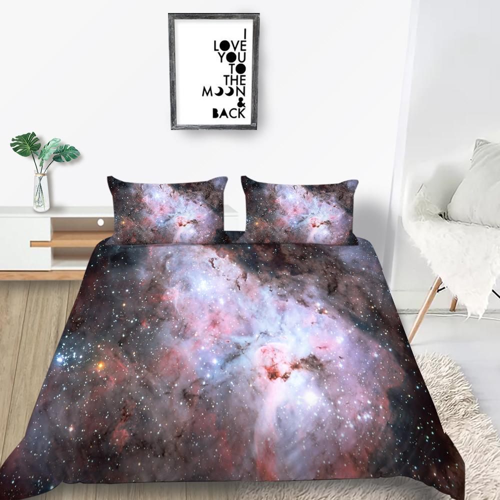 Star Printing Bedding Single Double Bed Full Size 3D Microfiber Universe Printing Pillowcase and Quilt Cover 2/3 Comfortable Home Decoration