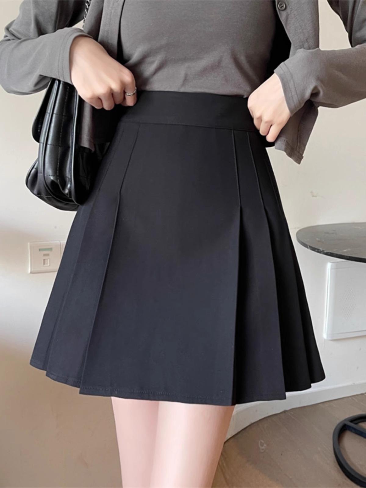 

2024 Spring Plus Size Korean Style Black Pleated High-Waisted Slimming Skirt XXL
