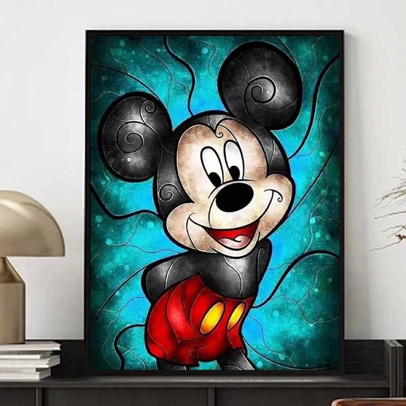 Disney Diamond Painting Set Mickey Mouse Stained Glass Art Illustration Embroidery Wall Decoration DIY Set Gift Handmade Crystal 5D Diamond