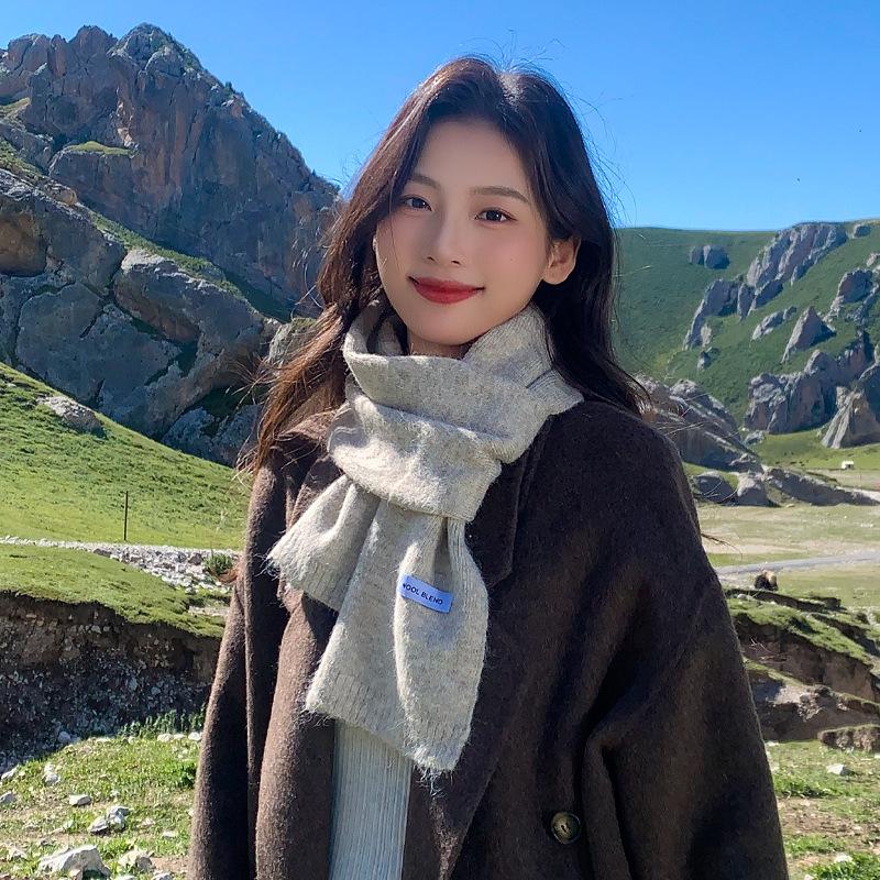 Hiver 2025 Écharpe Rouge en Laine Tricotée Haut de Gamme pour Femmes Style Coréen