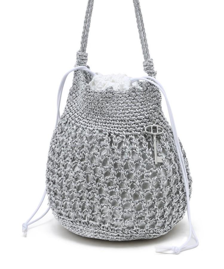 Athe Vanessabruno Silver Metal Knitting Shoulder Bag M Aaba6E811Sv