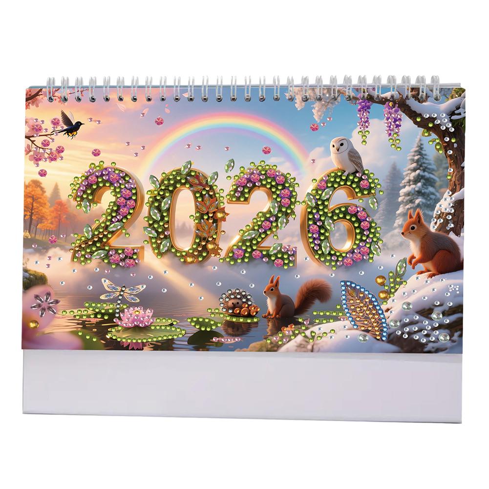 5D/DIY Kalender Diamantmalerei Kalender-Set Diamond Art Papier Tischkalender Glänzende Strasssteine Dekor Kalender Geschenk für Freunde
