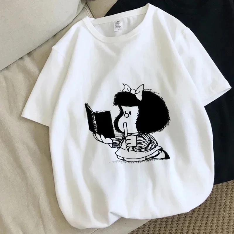Harajuku Fun Cartoon Mafalda Kawaii Pattern Printed T-shirt Summer Cotton T-shirt Fashion Trend Top Harajuku Cotton Street Wear