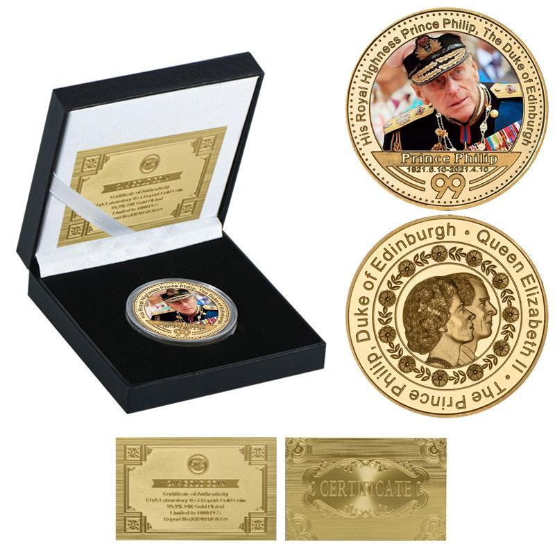 Prince Philip Commemorative Metal Coin Set Collection Badge Medal Gift Box