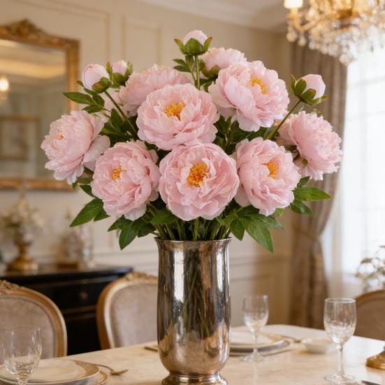 Real Touch Artificial Peony Flower Faux Silk Peony with Long Stem for Valentine's Day Floral Arrangement Wedding Party Home Kitchen Vase Decor