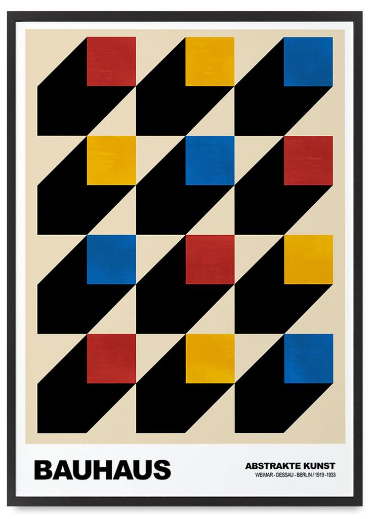 Poster Bauhaus Colored Squares Cubes