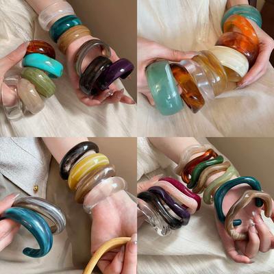 Halo Acryl Glänzend Offener Armreif: Luxuriöses Europäisches und Amerikanisches Mode Vielseitiges Armband