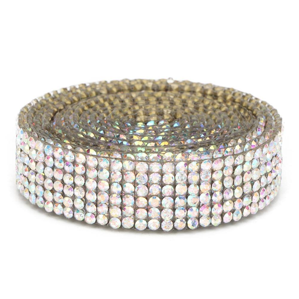 1pcs Self Adhesive Crystal Mesh Trim 6 Rows Rhinestone Banding Rhinestone Strips DIY Arts Crafts
