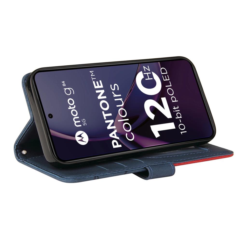 Pro Motorola Moto G84 5G Kožené pouzdro Peněženka Stojánek Barevné prošívání Kryt na telefon