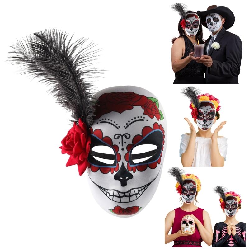 Zucker Schädel Maske Mexikaner Maskenball Maske Tag der Toten Maske mit Blume Halloween Maske Party Maske Vollgesichtsmaske