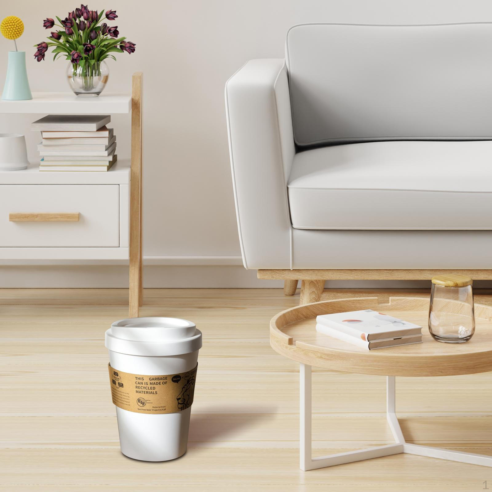 

Сміттєвий кошик у формі кавової чашки з кришкою, прикраса, креативний кошик для паперу, контейнер для переробки для офісу, L