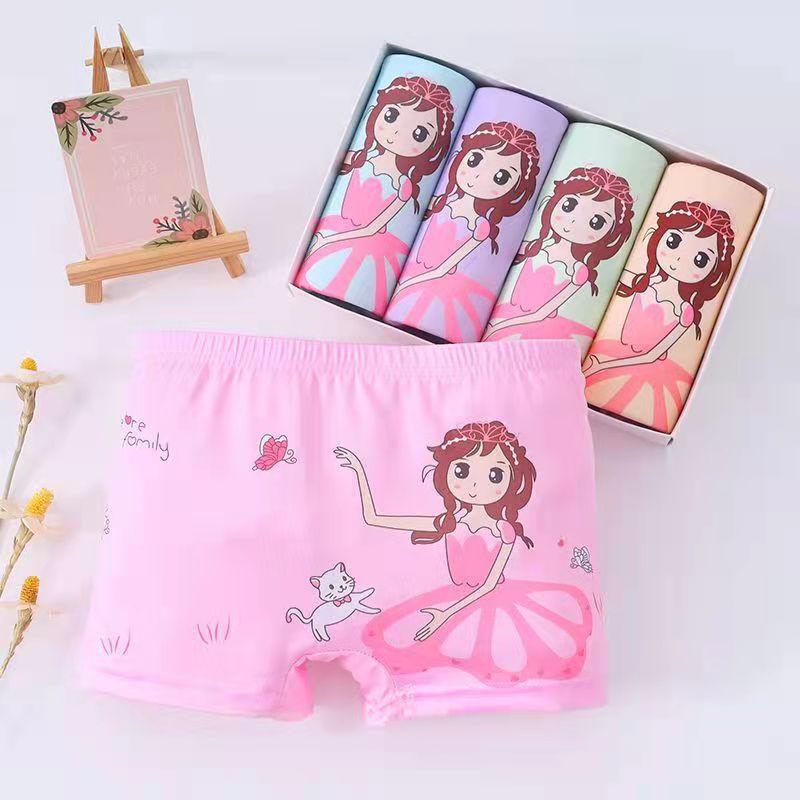 Girl's Cartoon Printed Boxer Shorts, Daily Wear
