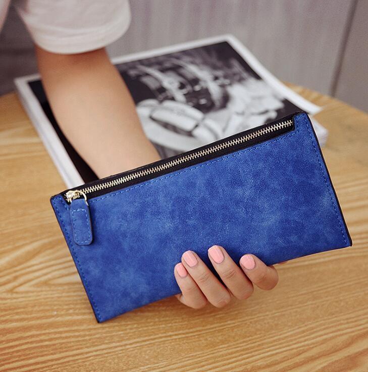 Long PU Leather Women Girl Purse Wallet Mobile Thin Zip Handbag with Card Holders
