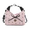Bow Crossbody Bag for Women Sweet Fashion Print Metal Heart Pendant Hand-held Single Shoulder Bag Commute Handbag Underarm Pouch