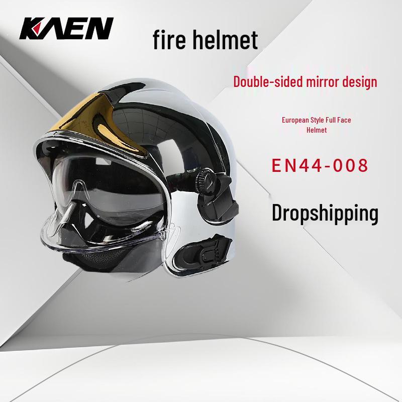 European Firefighting Helmet with Double Visor - Flame Retardant, Full Face, Emergency Rescue Protection.