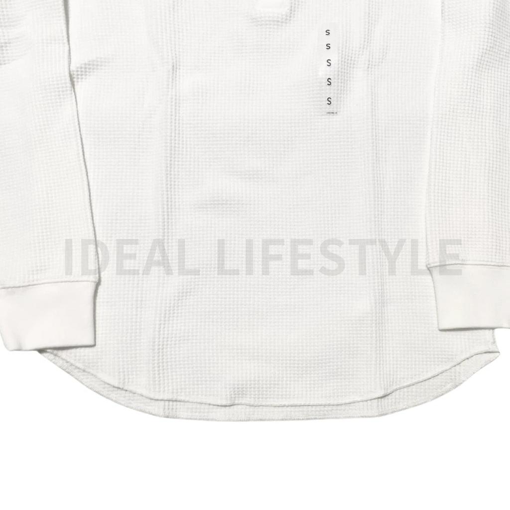 UNIQLO Waffle Henley Neck Long-Sleeve T-Shirt S-4XL Round-hem Men 486104 NWT