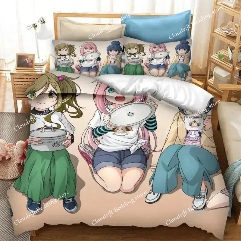 New 3D Print Anime Yuru Camp Bedding Set Duvet Covers Pillowcases Comforter Bedding Sets Bedclothes Bed Home Textiles