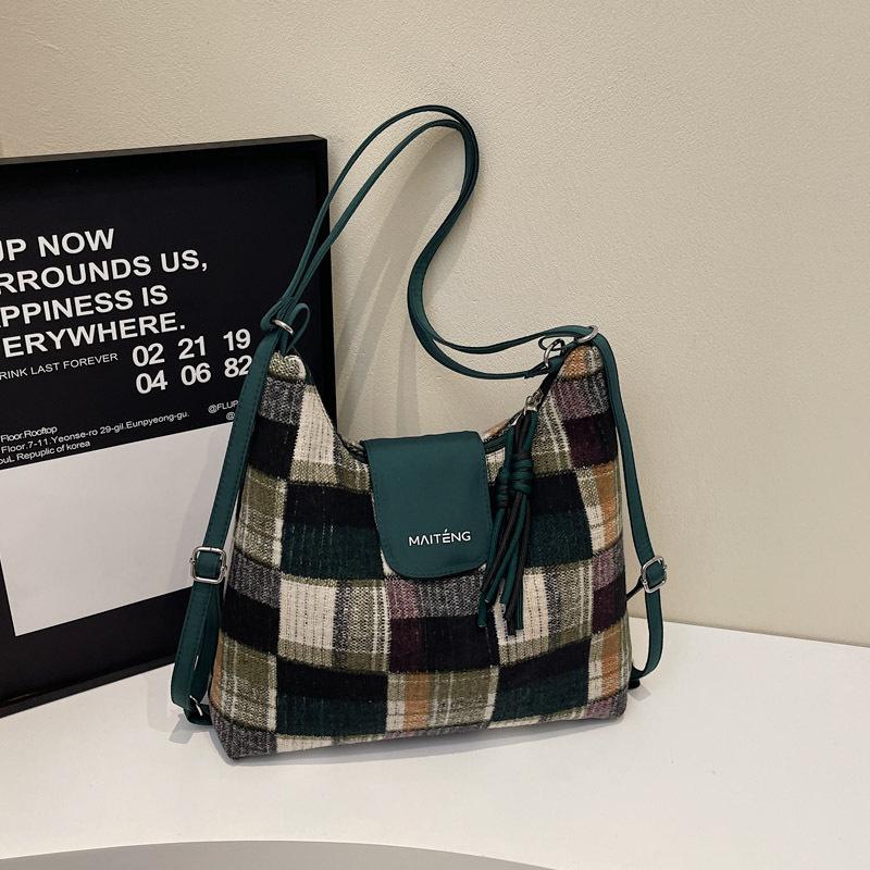 Leisure Commuting Contrasting Color Tote Bag Women's New Large-capacity Shoulder Bag Multi-functional Backpack