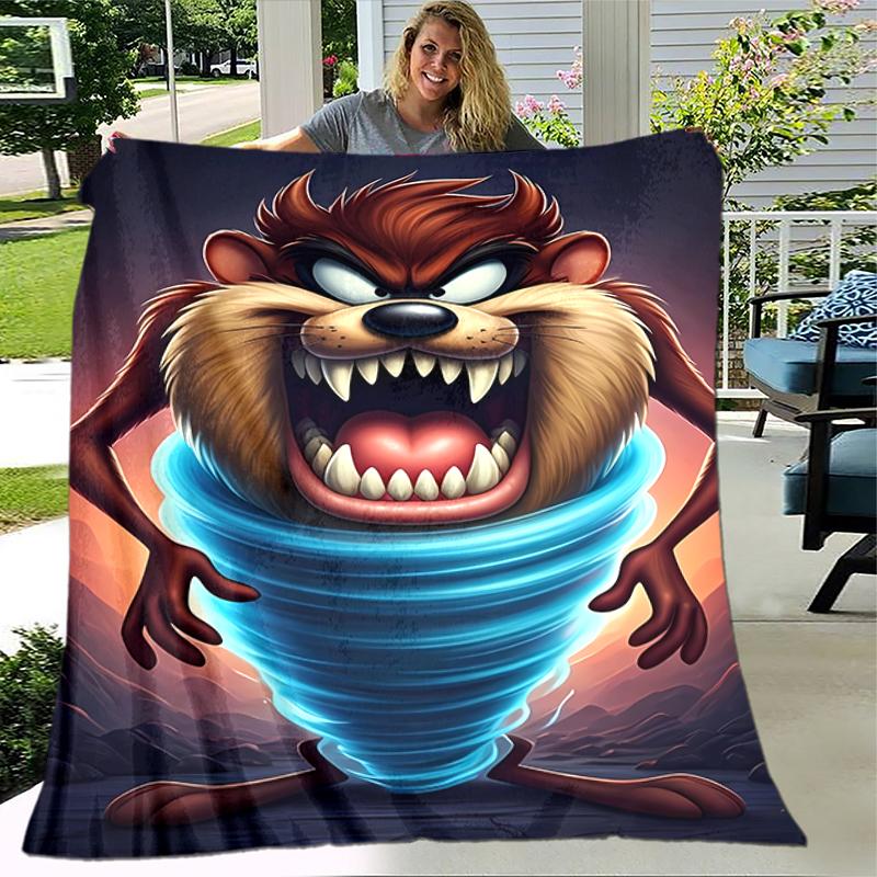1pc Blanket Taz Mania Print Design, Lightweight Blanket for Sofa, Bed- Soft &Warm, Gift for All Seasons like Christmas, Halloween