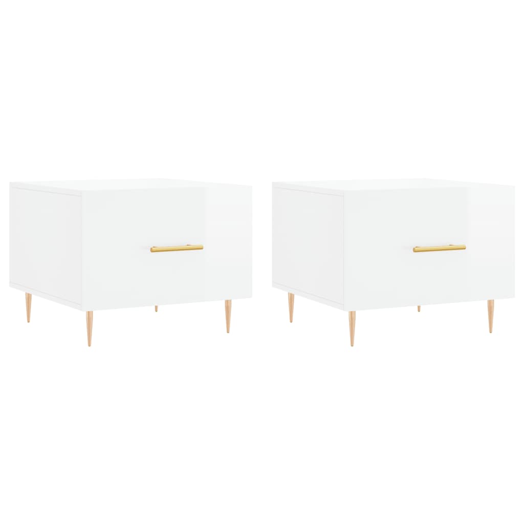 Coffee Tables 2 pcs High Gloss White 50x50x40 cm Particleboard
