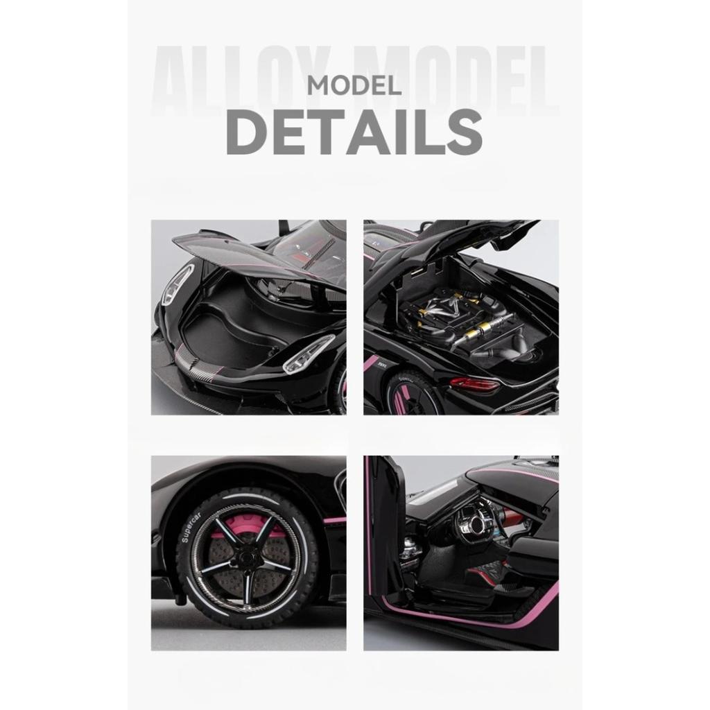 1/24 Koenigsegg Jesko Super Sports Car Alloy Car Model Ornaments for Children Boys Toys Pullback Light Simulation Model Diecast Toy Vehicle