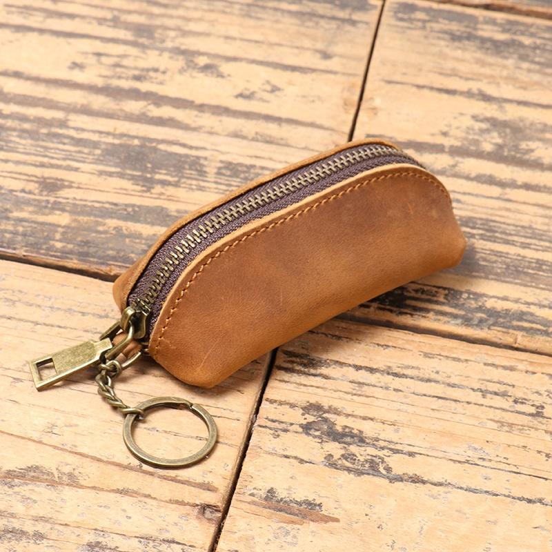 Retro Leather Coin Bag Simple Zipper Clutch Wallet Credit Card Holder Key Bags Men Money Change Pouch Business Wallet Gifts