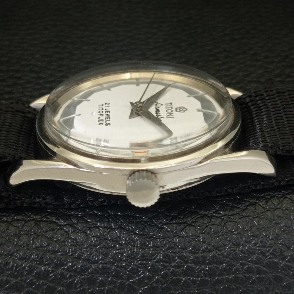 TITONI AIRMASTER TITOFLEX VINTAGE HAND-WINDING SWISS MENS WHITE WATCH a703245-1 R213a-a703245