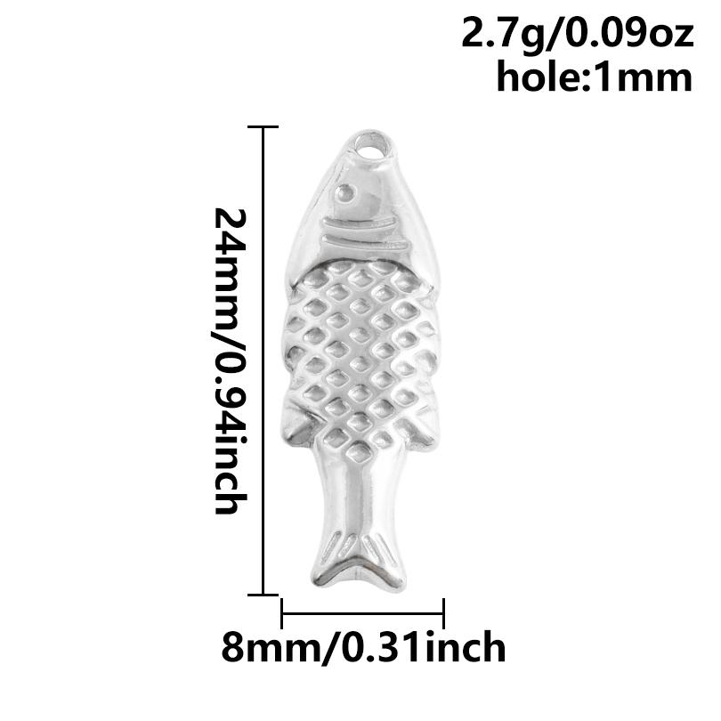 6pcs Different Bone Tail Fish Charm Ocean Animal Pendants Stainless Steel Charms For Jewelry Making Supplies Handmade Materials