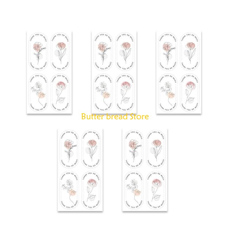 

W89C 125Pcs Thank You Stickers Rectangular Wrapping Labels Self-adhesive Labels for Wedding Small Businesses, Online Retailer