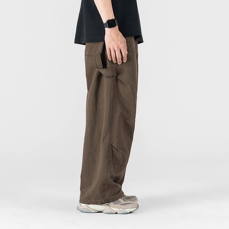 High-end American Heavy Design Overalls Men's Summer Trendy Brand Multi-pocket Loose Wide-leg Casual Straight Trousers