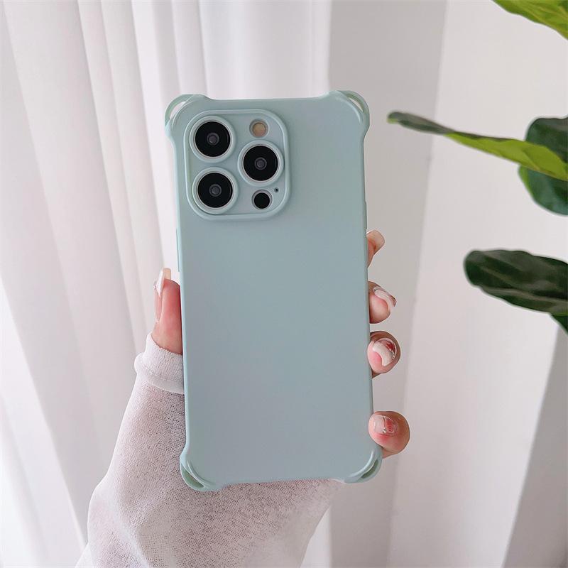 Solid color four corners anti-drop, suitable for Apple 14 mobile phone case integrated lanyard iPhone13 silicone 12promax soft case