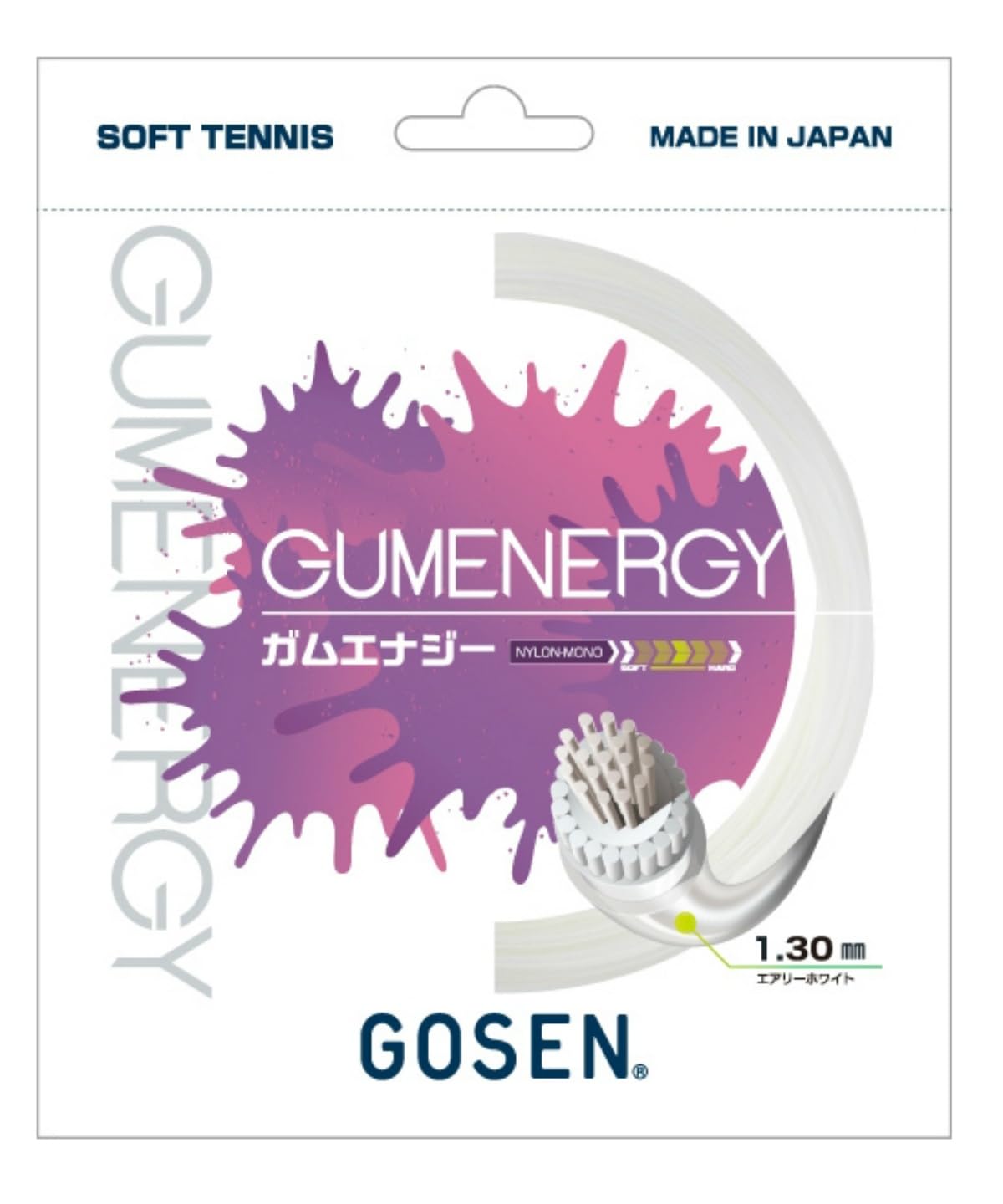 

GOSEN GUM ENERGY Soft Tennis Single Airy SSGE11 String, String, 130mm, White,