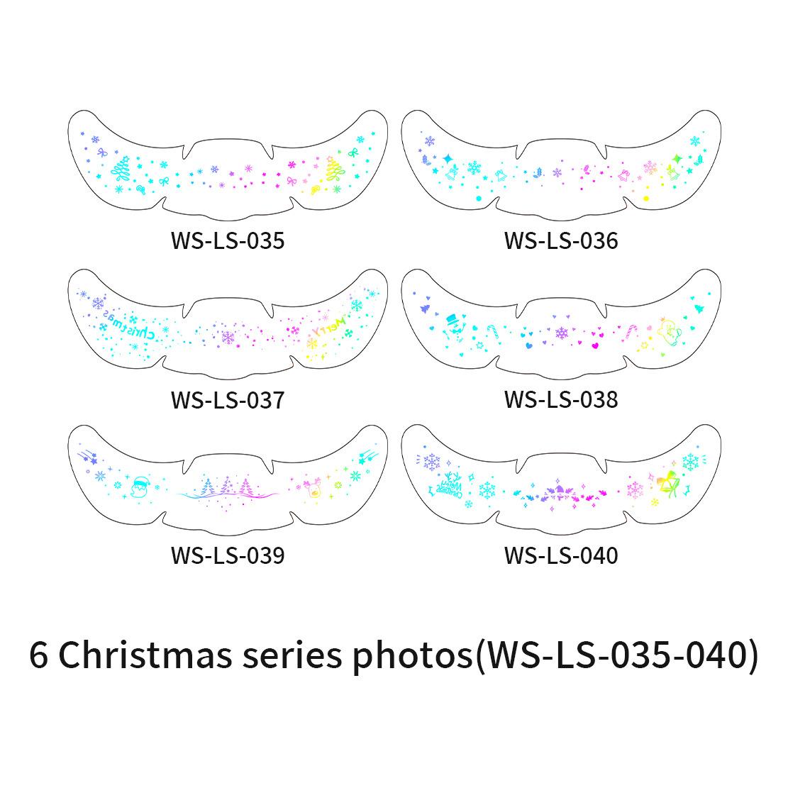 Cross Border New Holiday Series Laser Makeup Freckle Stickers Christmas Hot Stamping Party Glitter Facial 52 x 150mm 1g sheets 6g set